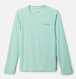 Columbia PFG Terminal Tackle Drag Time Long Sleeve Kids' T-Shirt Green | DQCMVK-574