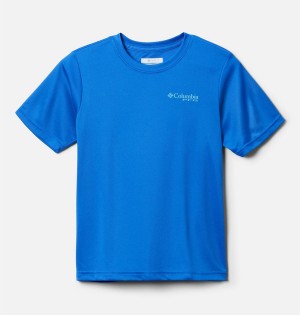 Columbia PFG Terminal Tackle Fish Flag Kids' T-Shirt Blue | WPTXIE-256