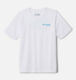 Columbia PFG Terminal Tackle Fish Flag Kids' T-Shirt White | JCLIQS-362