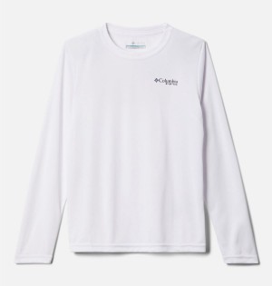 Columbia PFG Terminal Tackle Fish Flag Long Sleeve Kids' T-Shirt White | YJPMLI-578