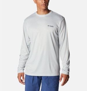 Columbia PFG Terminal Tackle Fish Star Long Sleeve Men's T-Shirt Grey | VQUNKA-126