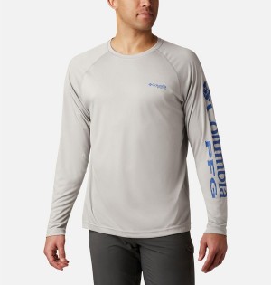 Columbia PFG Terminal Tackle Heather Long Sleeve Men's T-Shirt Grey | JMXUAS-907