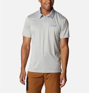 Columbia PFG Terminal Tackle Heather Men's Polo Shirt Grey | SYZEPK-803