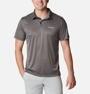 Columbia PFG Terminal Tackle Heather Men's Polo Shirt Brown | ODTGAS-719