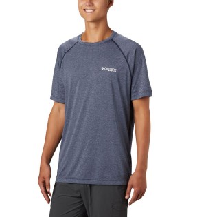 Columbia PFG Terminal Tackle Heather Short Sleeve Men's T-Shirt Blue | JBRPKW-718