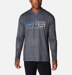 Columbia PFG Terminal Tackle Hooks Men's Hoodie Grey | CVLKGR-508