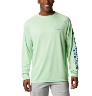 Columbia PFG Terminal Tackle Long Sleeve Men's T-Shirt Green | WXIUNV-745