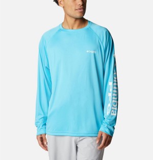 Columbia PFG Terminal Tackle Long Sleeve Men's T-Shirt Turquoise | RMBNDX-352