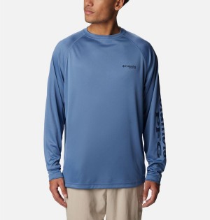 Columbia PFG Terminal Tackle Long Sleeve Men's T-Shirt Navy | OTQRZB-103