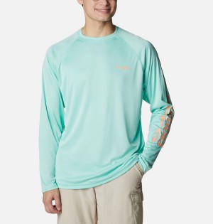 Columbia PFG Terminal Tackle Long Sleeve Men's T-Shirt Green | LTNYVH-135