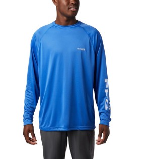 Columbia PFG Terminal Tackle Long Sleeve Men's T-Shirt Blue | FZSPJQ-540