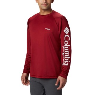 Columbia PFG Terminal Tackle Long Sleeve Men's T-Shirt Red | BVMTCQ-234