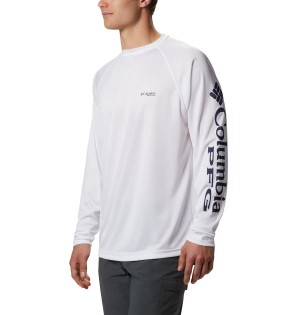 Columbia PFG Terminal Tackle Long Sleeve Men's T-Shirt White | XCRAFS-974