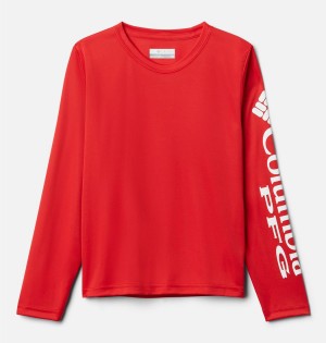 Columbia PFG Terminal Tackle Long Sleeve Kids' T-Shirt Red | CDINLJ-201