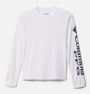 Columbia PFG Terminal Tackle Long Sleeve Kids' T-Shirt White | MIUSRB-643