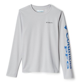 Columbia PFG Terminal Tackle Long Sleeve Kids' T-Shirt Grey | UIVSNK-453