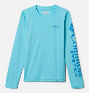 Columbia PFG Terminal Tackle Long Sleeve Kids' T-Shirt Blue | QATGBR-298