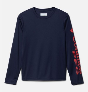Columbia PFG Terminal Tackle Long Sleeve Kids' T-Shirt Navy | TCSZPD-348