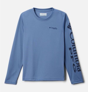 Columbia PFG Terminal Tackle Long Sleeve Kids' T-Shirt Blue | KABIRS-790