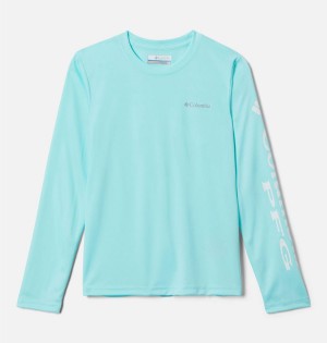 Columbia PFG Terminal Tackle Long Sleeve Kids' T-Shirt Turquoise | XSHJQZ-803