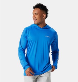 Columbia PFG Terminal Tackle Men's Hoodie Blue | KCQGEW-037