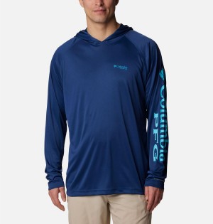 Columbia PFG Terminal Tackle Men's Hoodie Blue | FPOCXI-752