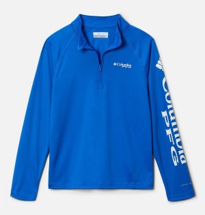 Columbia PFG Terminal Tackle Quarter Zip Pullover Kids' Fleece Blue | XYPEOL-843