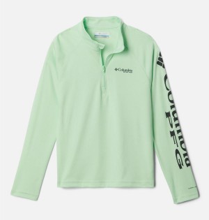 Columbia PFG Terminal Tackle Quarter Zip Pullover Kids' Fleece Green | MCNVSA-231