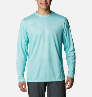 Columbia PFG Terminal Tackle Statetriot Long Sleeve Men's T-Shirt Turquoise | ENVLCO-206