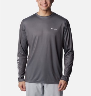 Columbia PFG Terminal Tackle Statetriot Long Sleeve Men's T-Shirt Grey | NGVPEB-652