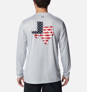 Columbia PFG Terminal Tackle Statetriot Long Sleeve Men's T-Shirt Grey | TGYINR-418