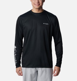 Columbia PFG Terminal Tackle Statetriot Long Sleeve Men's T-Shirt Black | OGLEVI-208