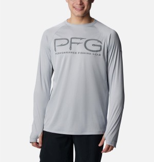 Columbia PFG Terminal Tackle Vent Long Sleeve Men's T-Shirt Grey | KJDUNG-870