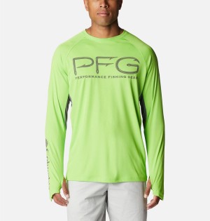 Columbia PFG Terminal Tackle Vent Long Sleeve Men's T-Shirt Green | IRDKMO-241
