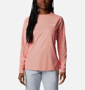 Columbia PFG Tidal Deflector Long Sleeve Women's T-Shirt Coral | CZPBSO-573