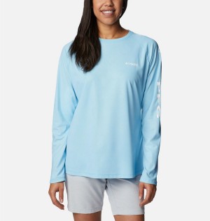 Columbia PFG Tidal Deflector Long Sleeve Women's T-Shirt Blue | DPNYTV-201