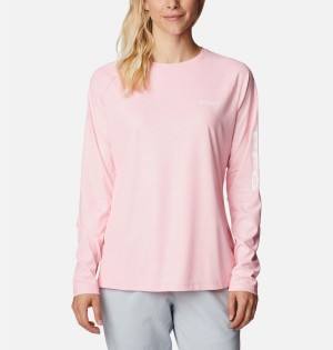 Columbia PFG Tidal Deflector Long Sleeve Women's T-Shirt Pink | MKGWVS-589