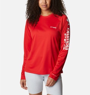Columbia PFG Tidal II Long Sleeve Women's T-Shirt Red | RFXOSN-867