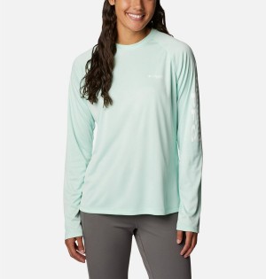 Columbia PFG Tidal II Long Sleeve Women's T-Shirt Green | IKLBNP-307