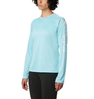 Columbia PFG Tidal II Long Sleeve Women's T-Shirt Blue | HNLSBQ-735