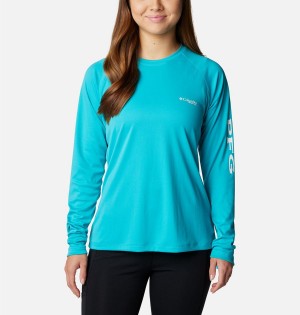 Columbia PFG Tidal II Long Sleeve Women's T-Shirt Turquoise | MNTHLC-491