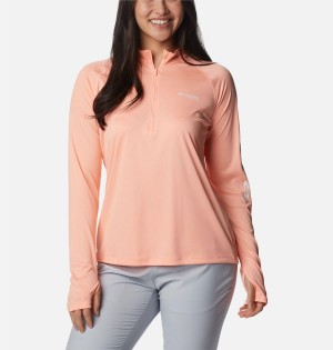 Columbia PFG Tidal Quarter Zip Long Sleeve Women's T-Shirt Orange | KAUPGC-235