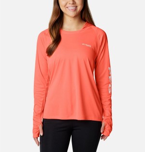 Columbia PFG Tidal Tee Women's Hoodie Coral | GPOREY-354
