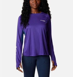 Columbia PFG Tidal Vent Long Sleeve Women's T-Shirt Purple | CVFYET-913