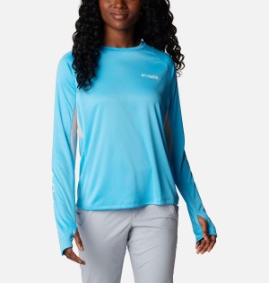 Columbia PFG Tidal Vent Long Sleeve Women's T-Shirt Blue | CFVUJB-925