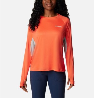 Columbia PFG Tidal Vent Long Sleeve Women's T-Shirt Orange | SVLHYK-675