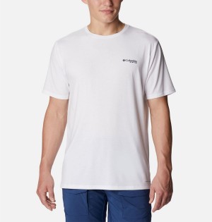 Columbia PFG Triangle Fill Tech Men's T-Shirt White | TNXBJU-642