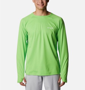 Columbia PFG Zero Rules Ice Long Sleeve Men's T-Shirt Green | DSXCQB-963