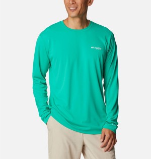 Columbia PFG Zero Rules Long Sleeve Men's T-Shirt Green | KSOJGY-034