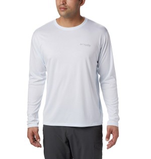 Columbia PFG Zero Rules Long Sleeve Men's T-Shirt White | SBNXWI-013